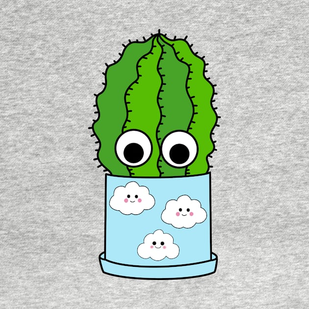 Cute Cactus Design #225: Chunky Cactus In Cute Cloudy Pot by DreamCactus